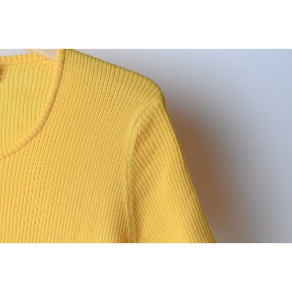 Vintage Deans Of Scotland Short Sleeve Sweater Women M Golden Yellow NEW 80's - Picture 3 of 10